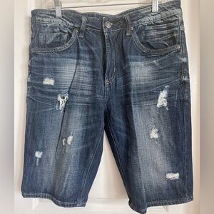 Buffalo David Bitton Blue Distressed Men’s Jean Slim Fit Shorts Size 34